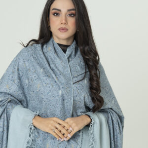 Kalmkari -Glacier Blue Pashmina – Elegant Calm