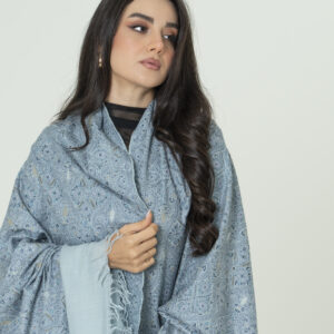 Alternative view of Kalmkari -Glacier Blue Pashmina – Elegant Calm