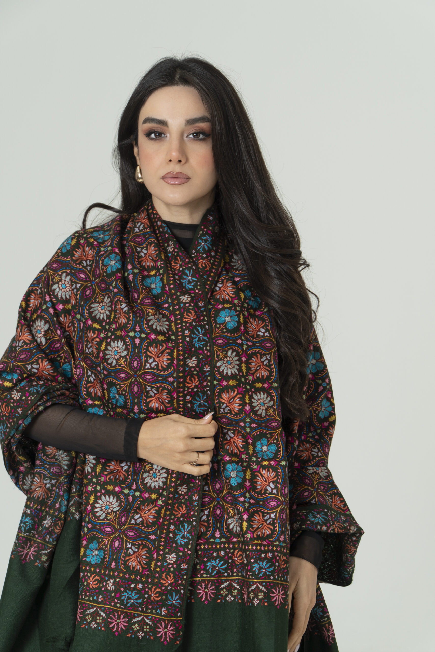 Vintage Kalamkari -Pearl Mist Pashmina – Light Perfection