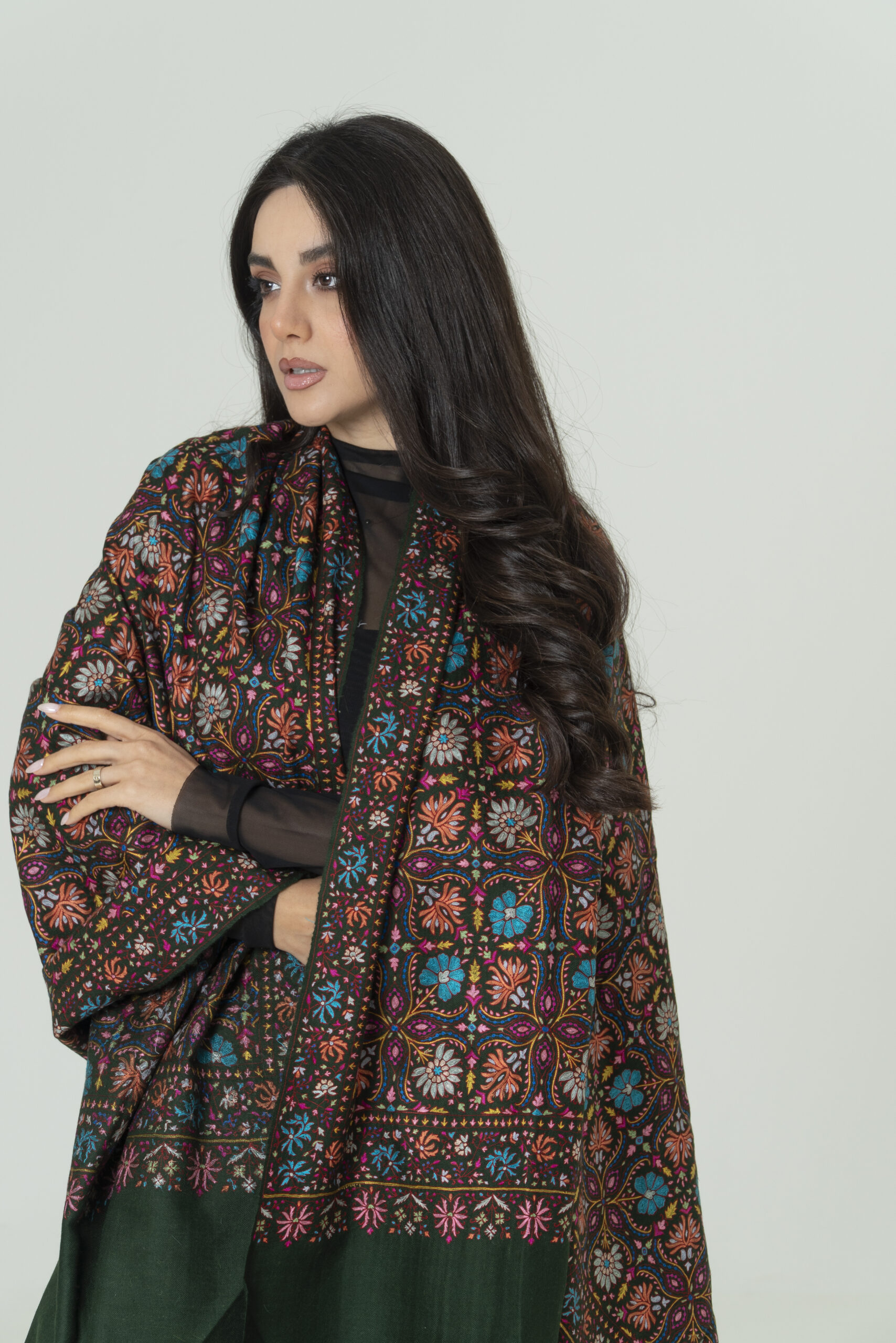 Vintage Kalamkari -Pearl Mist Pashmina – Light Perfection - Image 2