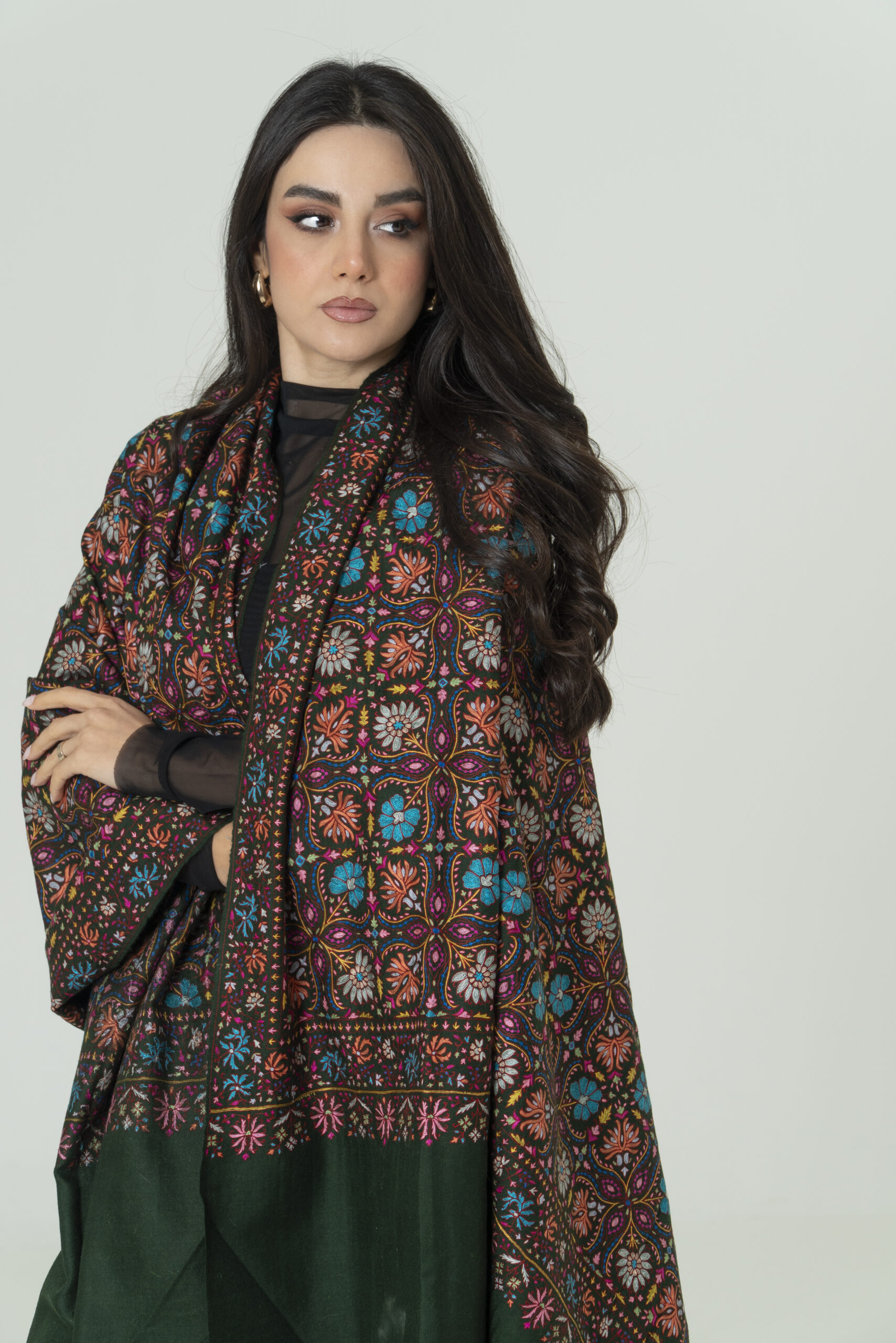 Vintage Kalamkari -Pearl Mist Pashmina – Light Perfection - Image 3