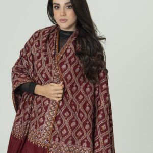Alternative view of Ruby Glow Pashmina – Handcrafted Beauty