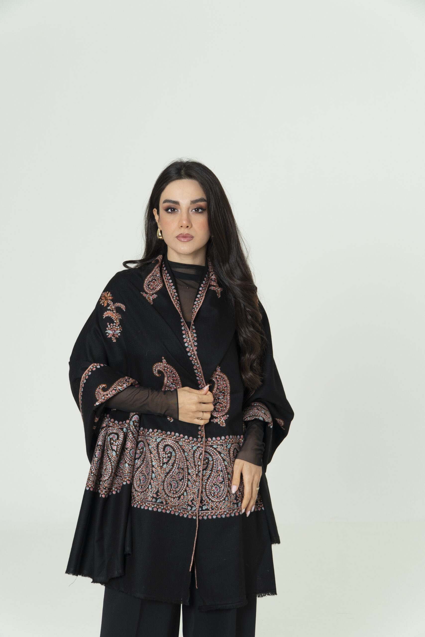 Royal Orchid Pashmina – Floral Elegance