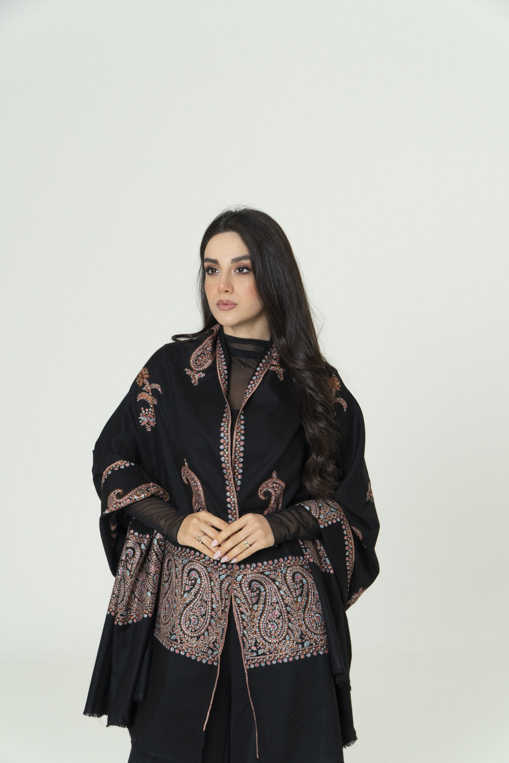 Royal Orchid Pashmina – Floral Elegance - Image 2