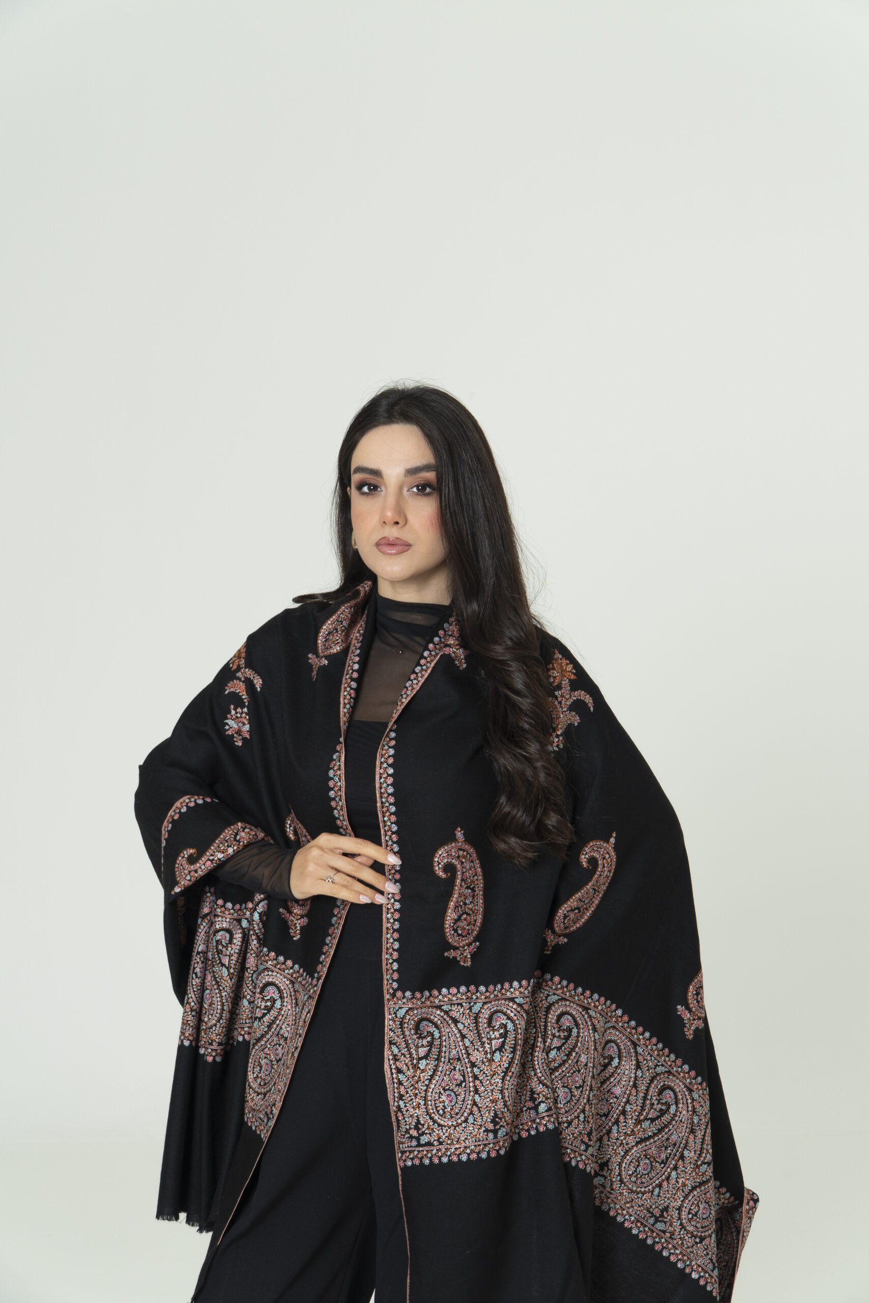 Royal Orchid Pashmina – Floral Elegance - Image 3