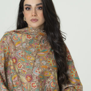 Vintage Kalamkari Frost brown Pashmina – Subtle Perfection