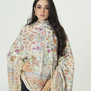 Kalamkari Pearl Mist Pashmina – Light Perfection