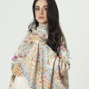 Alternative view of Kalamkari Pearl Mist Pashmina – Light Perfection