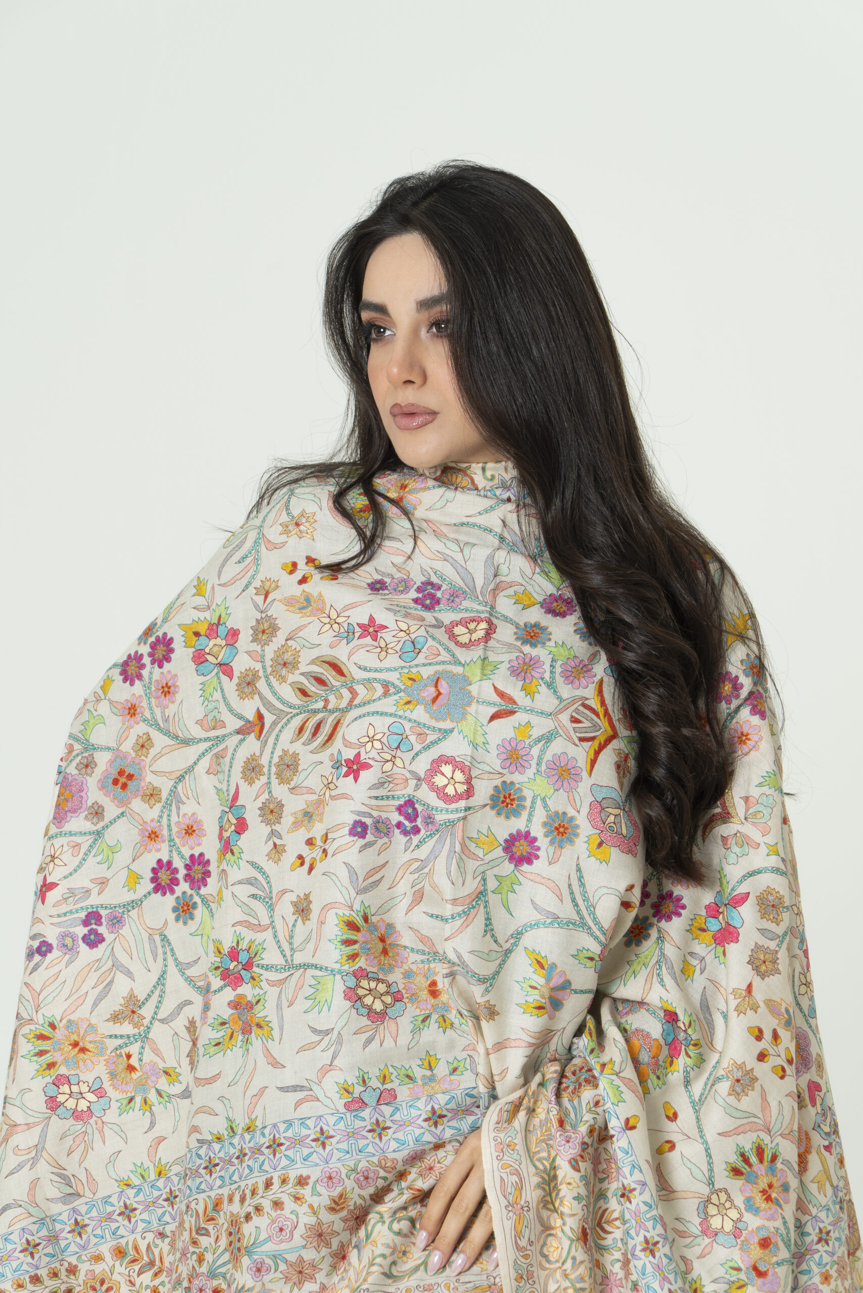 Kalamkari Pearl Mist Pashmina – Light Perfection - Image 5
