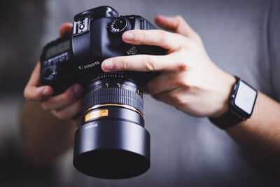 Beauty fashion blogger recording video for blog